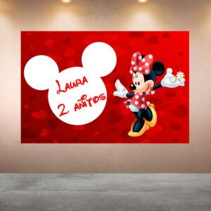 Cumpleaños Minnie Corazones Rojo