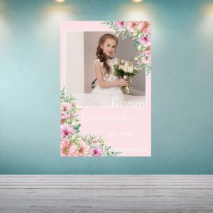 Decoración Comnunión Floral Rosa