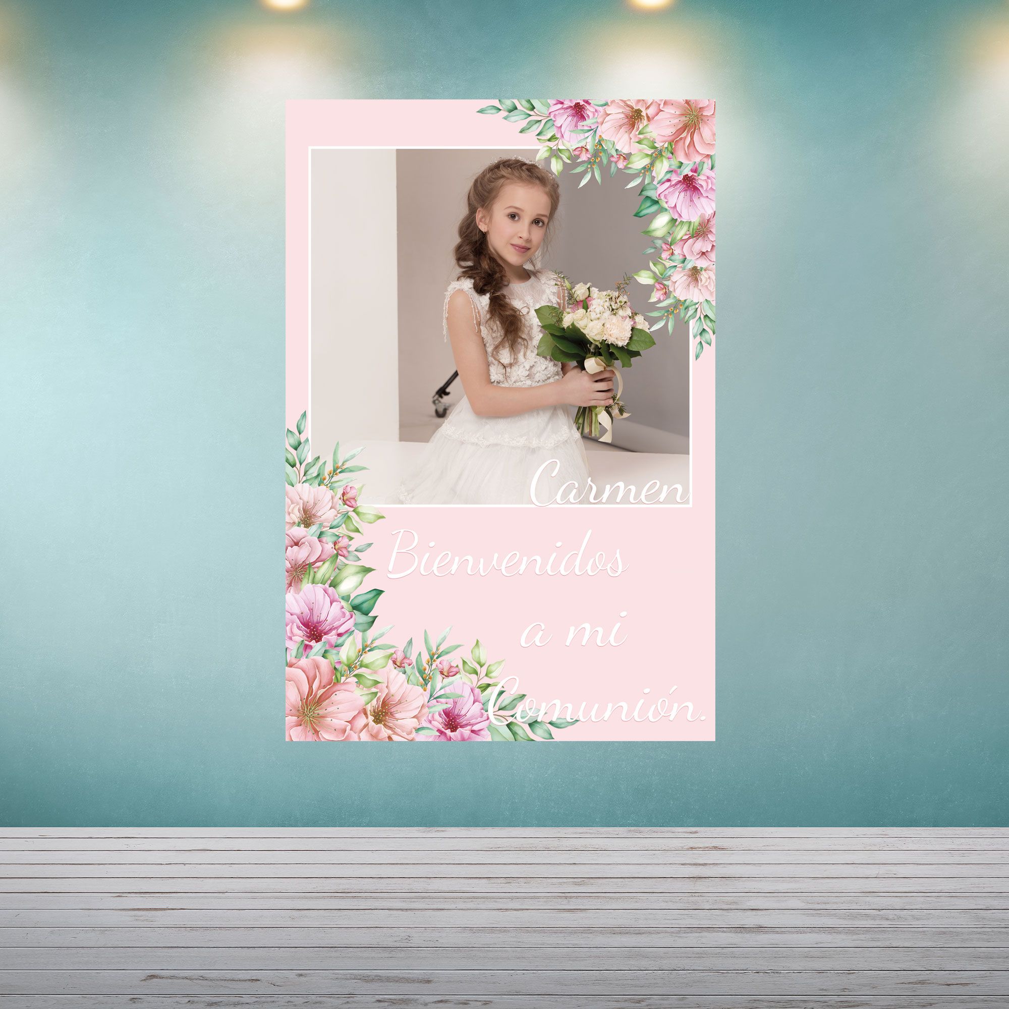 Decoración Comnunión Floral Rosa