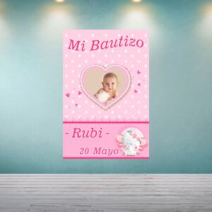 Decoración Bautizo corazón Rosa