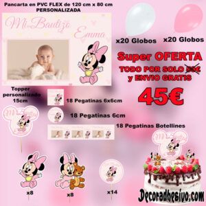 Decoración Bautizo Minnie Bebe Kit