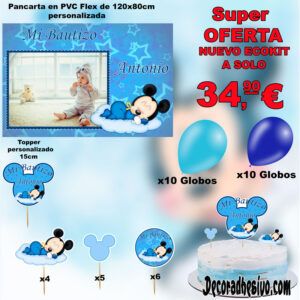 Decoración Bautizo Mickey Bebe Ecokit