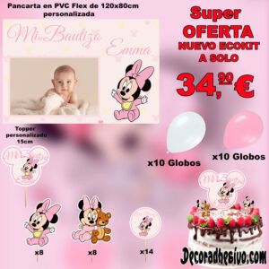 Decoración Bautizo Minnie Bebe Ecokit