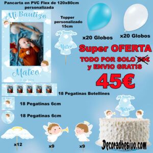 Decoración Bautizo Ángeles Kit