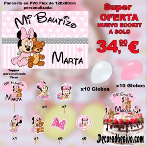 Decoración Bautizo Minnie Rosa Ecokit