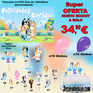 Cumpleaños Bluey Rosa Ecokit