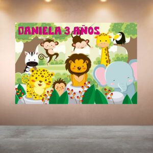 Cumpleaños Jungla y Animales Fucsia