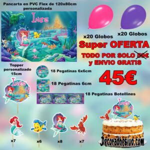 Cumpleaños La Sirenita Ariel KIT