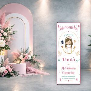 Cartel Bienvenida Comunión Rosa 2
