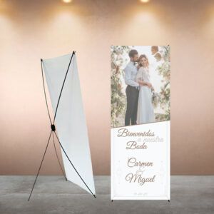 Cartel Bienvenida Boda Foto Dorada