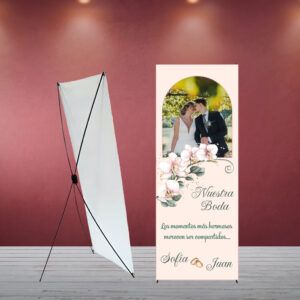 Cartel Bienvenida Boda Flor Melocotón