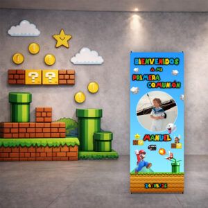Cartel Bienvenida Comunión Super Mario