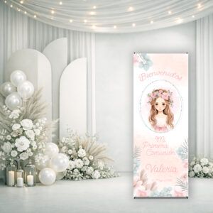 Cartel Bienvenida Comunión Acuarela Niña